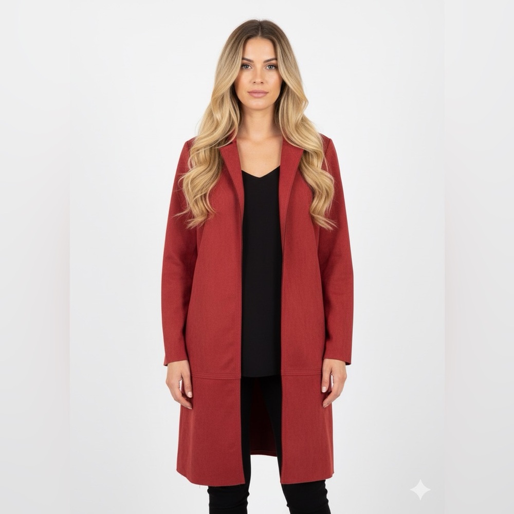 Philosophy Brick Red Open-Front Trench Coat